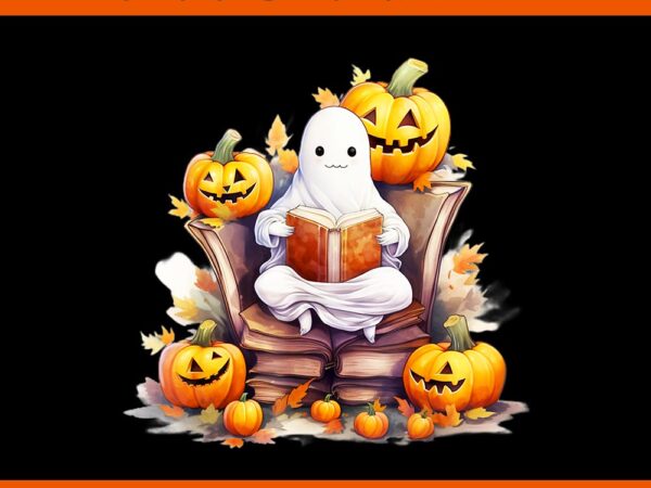 Ghost book reading boo spooky halloween png t shirt design template