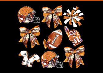 Orange Coquette Bow Football Game Day PNG