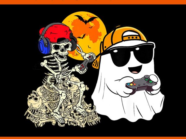 Halloween ghost gaming scary skeleton png, skeleton gamer png graphic t shirt