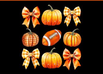 Coquette Bow Football Mama Thanksgiving Autumn Fall PNG