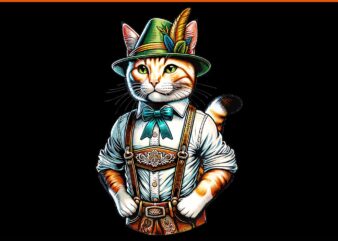 Oktoberfest Cat German Bavarian Lederhosen Cat PNG