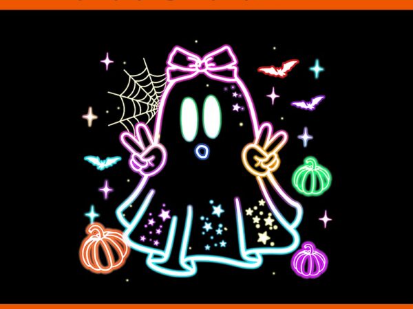 Neon boo ghost halloween spooky season png T shirt vector artwork