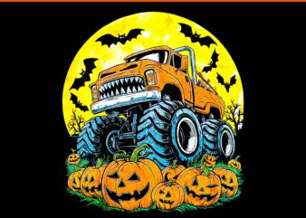 Monster Truck Halloween Jack O Lantern Moon Pumpkin PNG