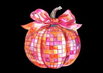 Pumpkin Disco Coquette Bow Fall Autumn Halloween PNG t shirt illustration