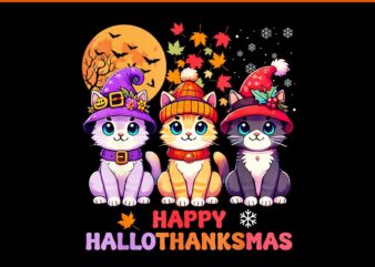 Happy HalloThanksMas Cats Halloween PNG