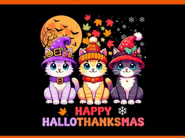 Happy hallothanksmas cats halloween png graphic t shirt