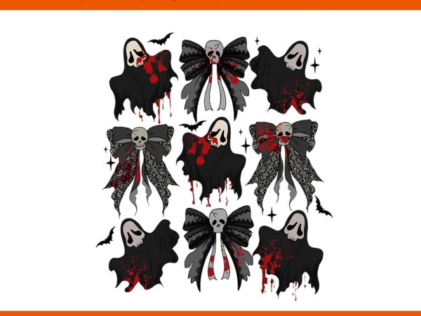 Coquette bow ghost spooky season scare horror halloween png t shirt vector file