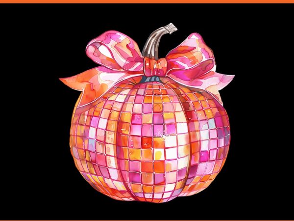 Pumpkin disco coquette bow fall autumn halloween png t shirt illustration