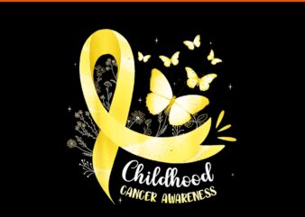 Gold Ribbon Childhood Cancer Awareness PNG t shirt design template