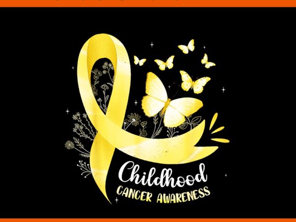 Gold ribbon childhood cancer awareness png t shirt design template