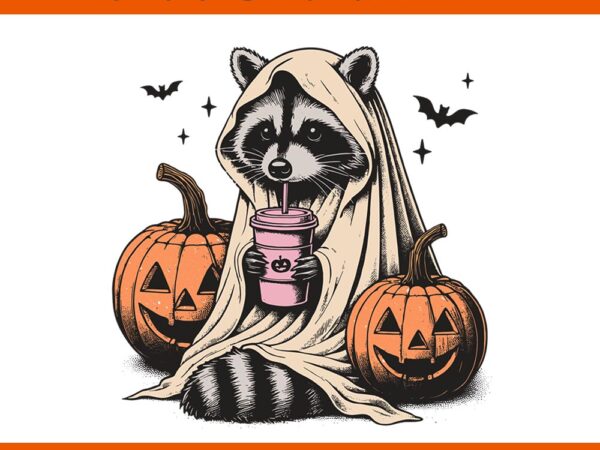 Raccoon ghost pumpkin halloween png t shirt design online