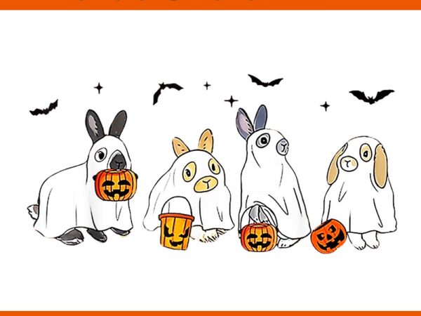 Ghost bunny rabbit halloween spooky season png t shirt design template