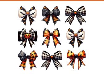 Coquette Bow Girly Skeleton Pumpkin Spooky Vibes Halloween PNG