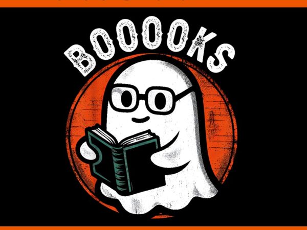 Cute ghost book png, ghost reading book halloween teacher png t shirt vector file