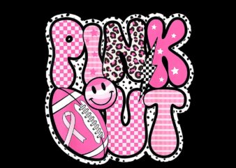 Pink Out Football Team Breast Cancer Awareness Month PNG t shirt illustration