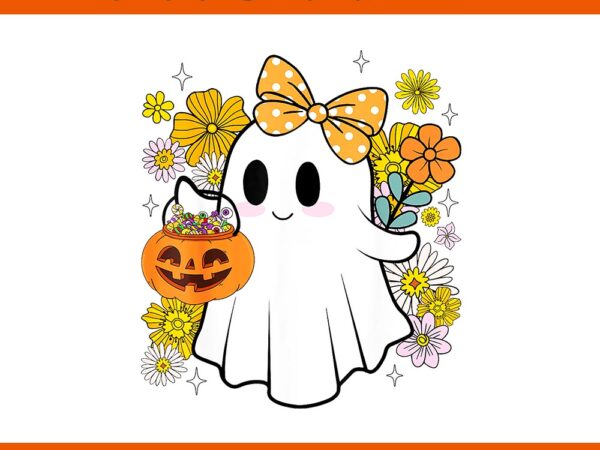 Ghost floral trick or treat halloween png t shirt design template