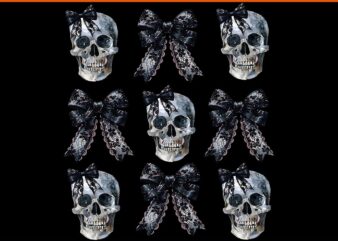 Coquette Bow Halloween Skull Spooky Season Skeleton Bow PNG t shirt vector file