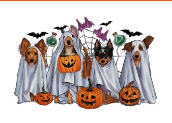 Boo Dogs Ghost Pumpkins Spooky Dog Halloween PNG