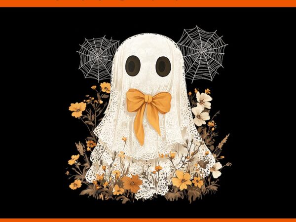 Coquette bow ghost halloween flower spooky lace ghost png t shirt vector file