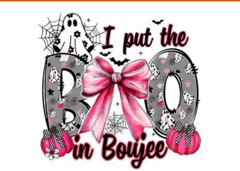 I Put The Boo In Boujee Coquette Bow Ghost Halloween PNG