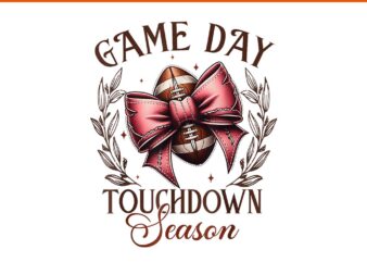 Coquette Bow Leopard Football Game Day Touchdown Season PNG t shirt vector file