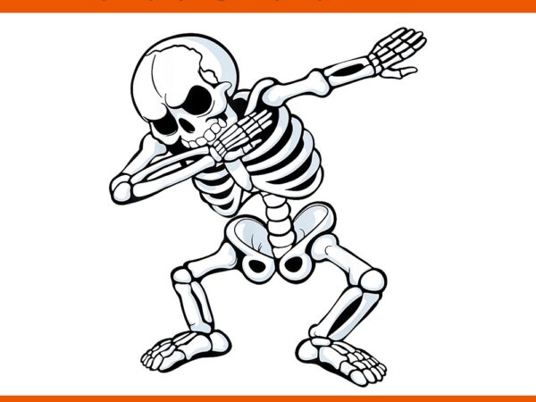 Dabbing skeleton spooky dancing png t shirt vector illustration