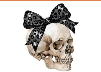 Coquette Bow Spooky Season Skeleton Skull Horror Halloween PNG