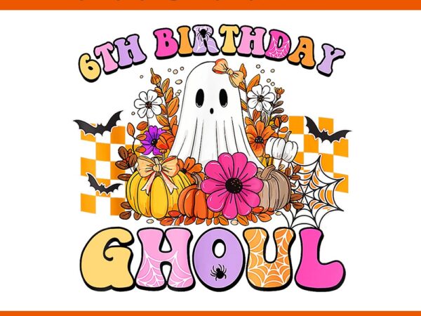 Halloween ghoul 6 year old 6th birthday spooky ghost png graphic t shirt