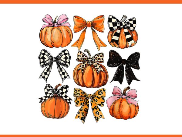 Coquette bows pumpkin season halloween autumn fall png t shirt vector file