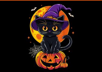 Black Cat Halloween Pumpkin PNG t shirt template