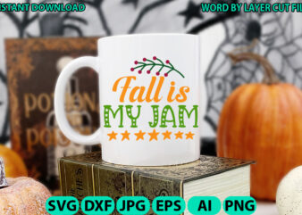 Fall is my jam, Fall SVG, Autumn SVG File, Pumpkin SVG File, Seasonal, Fall vector, Silhouette, Cut Files, Digital, Instant Download, Fall S