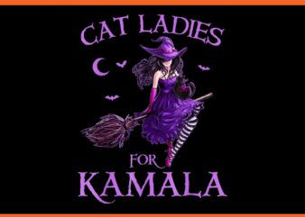 Cat Ladies For Kamala Harris 2024 Witches Halloween PNG