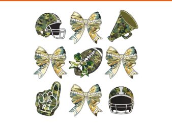 Camo Football Coquette Bow Mom Game Day PNG t shirt vector file