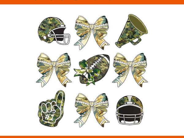 Camo football coquette bow mom game day png t shirt vector file