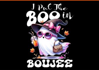 I Put The Boo In Boujee Cute Ghost Halloween Pumpkin Spice PNG