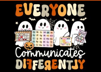 Everyone Communicates Differently Speech Therapy Halloween PNG vector clipart