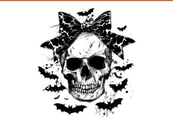 Coquette Bow Sugar Skull Skeleton Spooky Season Halloween PNG t shirt vector file