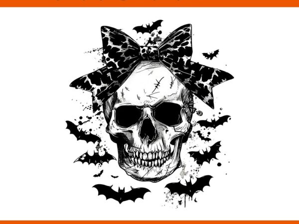 Coquette bow sugar skull skeleton spooky season halloween png t shirt vector file