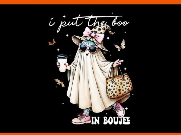 I put the boo in boujee ghost bow halloween leopark coffee png t shirt design for sale