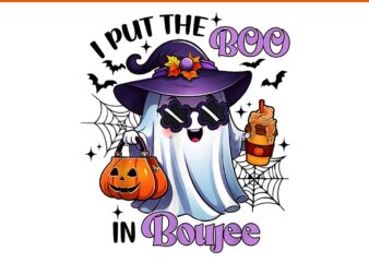 I Put The Boo In Boujee Ghost Halloween PNG t shirt design for sale