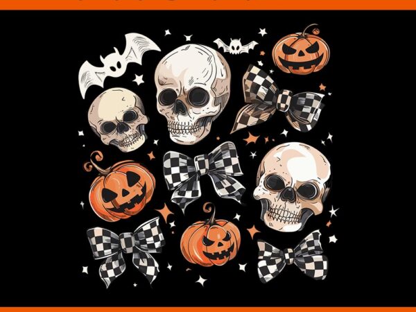 Coquette halloween skull bow pumpkin spooky season png t shirt vector file