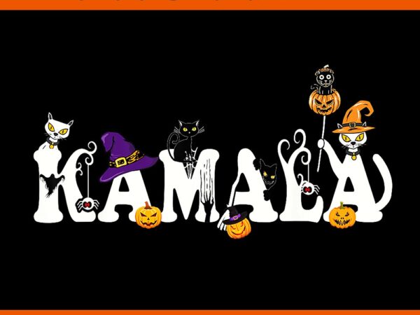 Black cat kamala harris halloween png t shirt template