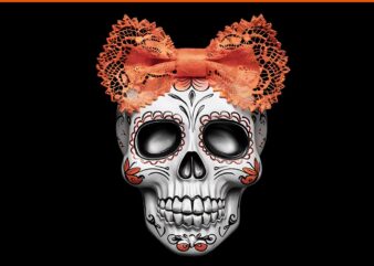 Coquette Skeleton Sugar Skull Bow Spooky Horror Halloween PNG t shirt vector file