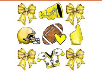 Yellow Cheer Coquette Football Mom PNG t shirt design template