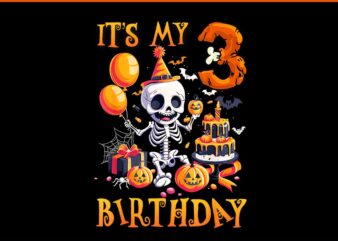 Boo It’s My 3rd Birthday Halloween Skeleton 3 Years Old PNG