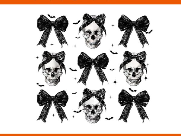 Coquette bow halloween skull skeleton spooky season png t shirt vector file