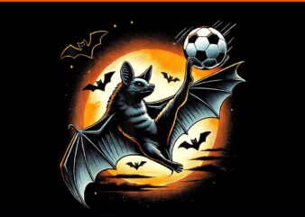 Bat Playing Soccer Halloween PNG