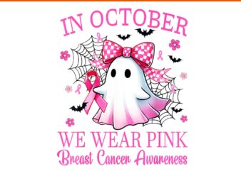 In October We Wear Pink Breast Cancer Awareness Halloween PNG