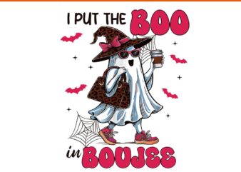 I Put The Boo In Boujee Coquette Bow Ghost Halloween PNG