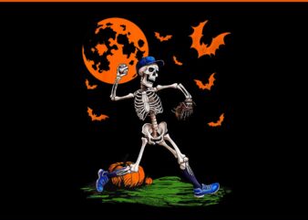 Baseball Skeleton Halloween PNG, Baseball Spooky Season PNG